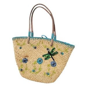 100% Cornhusk Embroidered Handbag Purse, Mini Tote